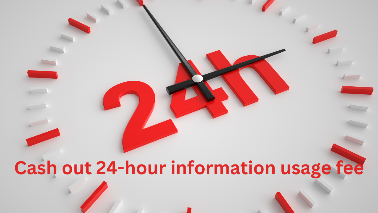 What is the Cash Out 24-hour information usage fee in Korea?